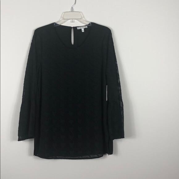 Chaus Sheer Top Back Black Top Blouse - Picture 4 of 5